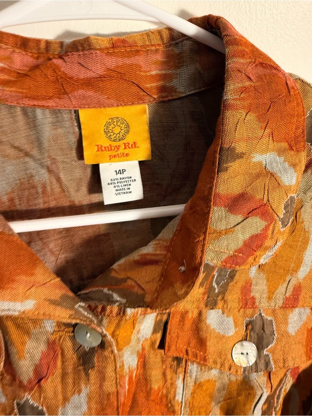 Tory Burch Orange Multi-Pattern Button-Front Jean Jacket size 14p